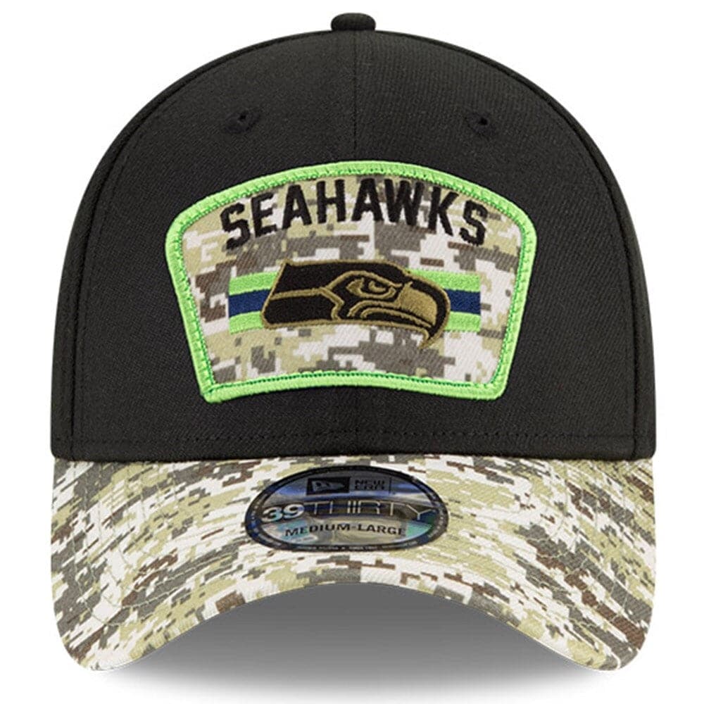 New Era Caps Seattle Seahawks New Era NFL 2021 Salute To Service 39THIRTY Flex Fit Hat - Black