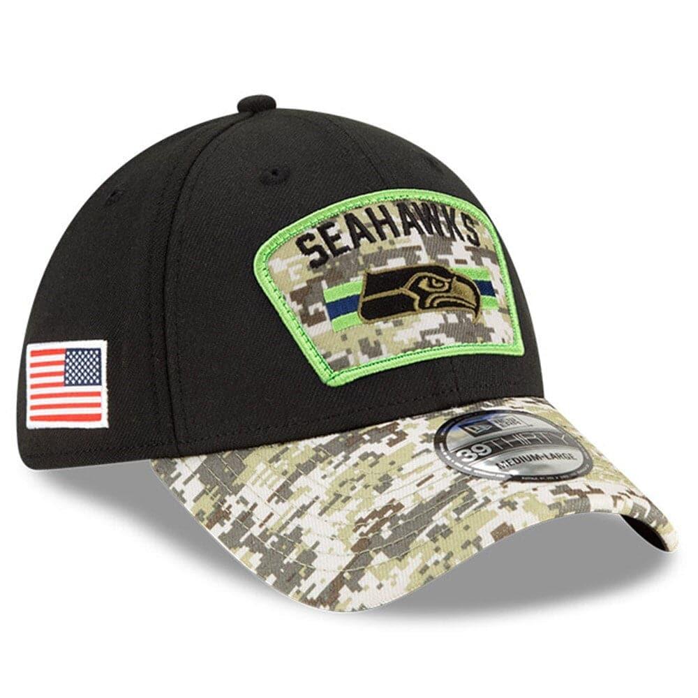 New Era Caps Seattle Seahawks New Era NFL 2021 Salute To Service 39THIRTY Flex Fit Hat - Black