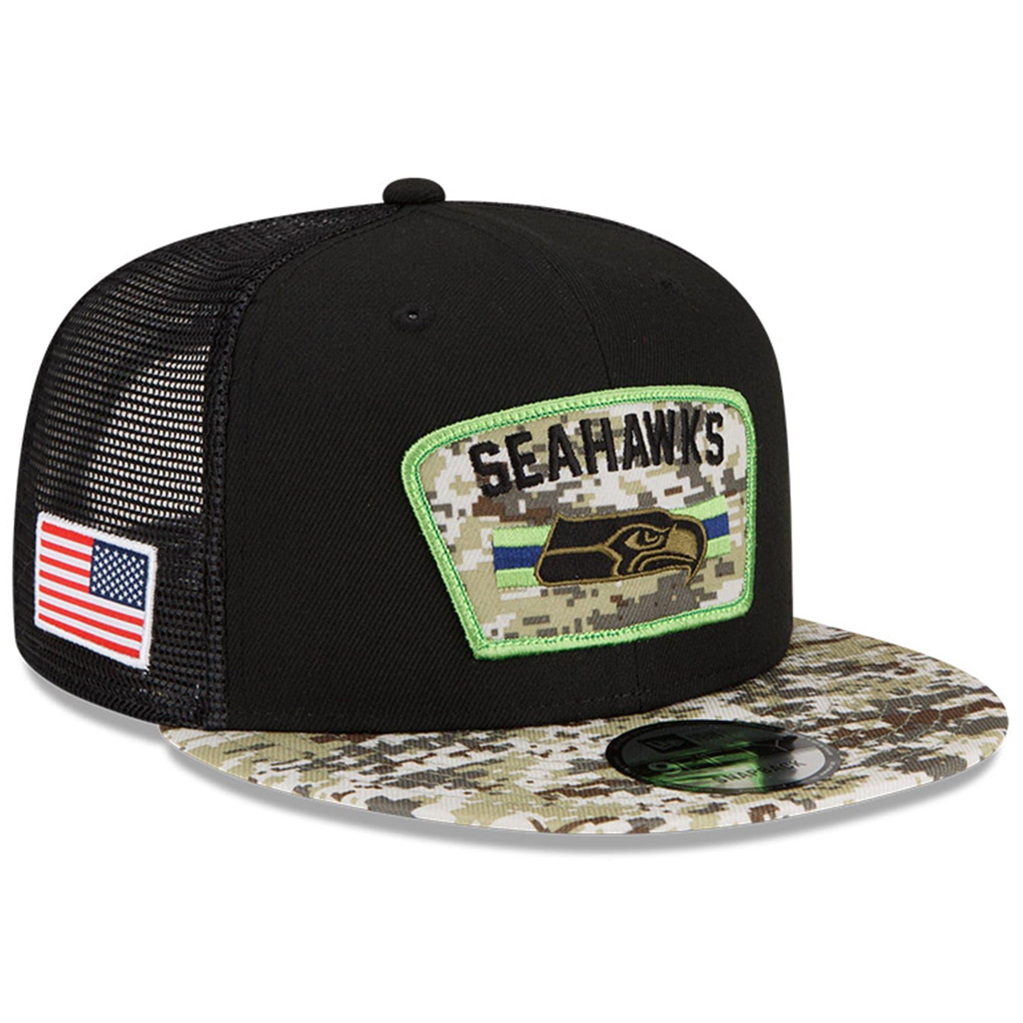 New Era Caps Seattle Seahawks New Era NFL 2021 Salute To Service 9FIFTY Snapback Hat - Black