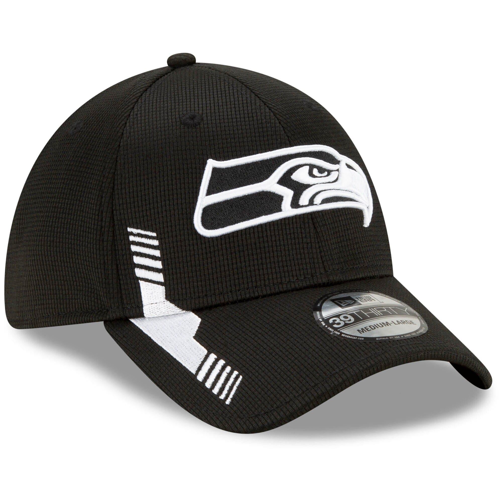 New Era Caps Seattle Seahawks New Era NFL 2021 Sideline Home 39THIRTY Flex Fit Hat - Black