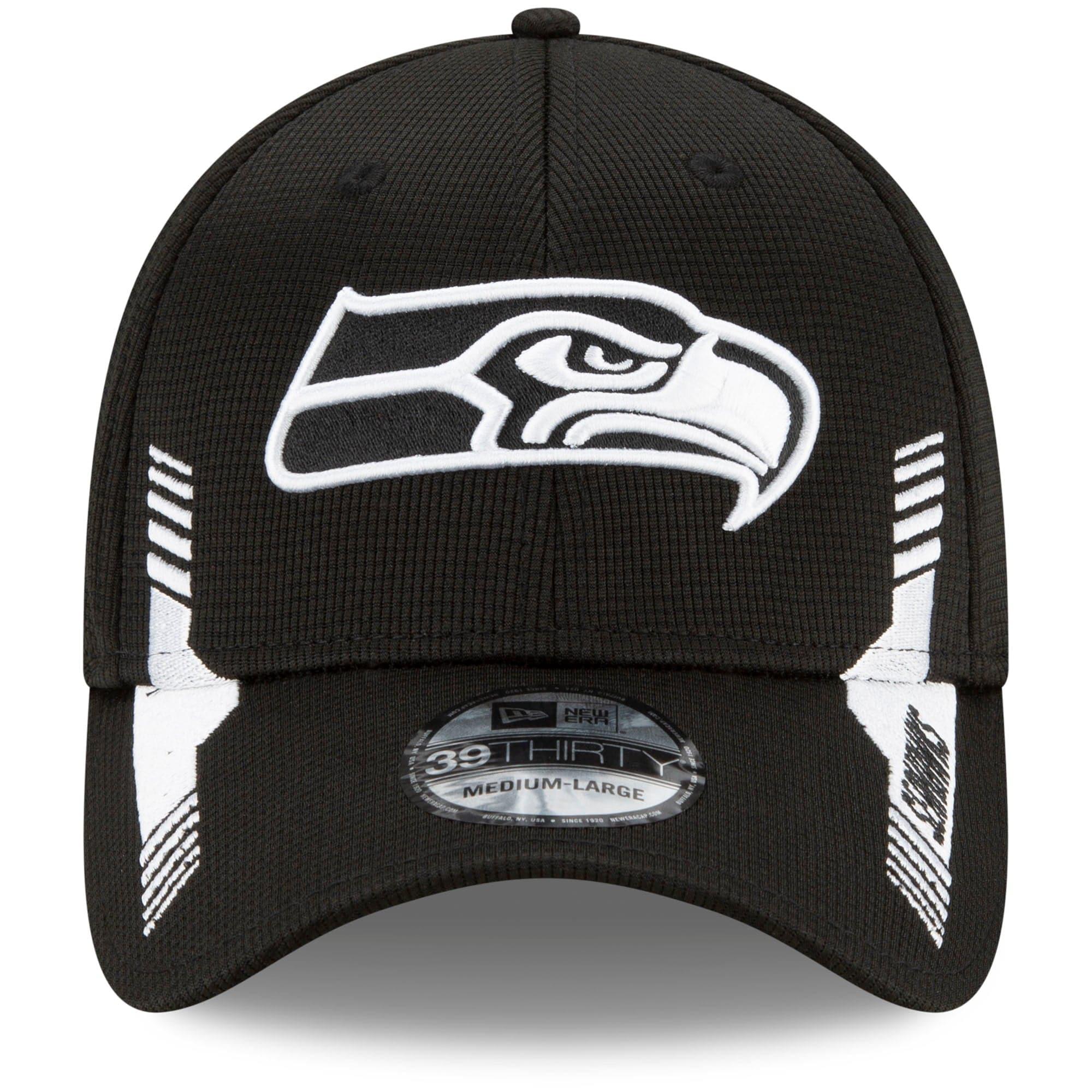 New Era Caps Seattle Seahawks New Era NFL 2021 Sideline Home 39THIRTY Flex Fit Hat - Black