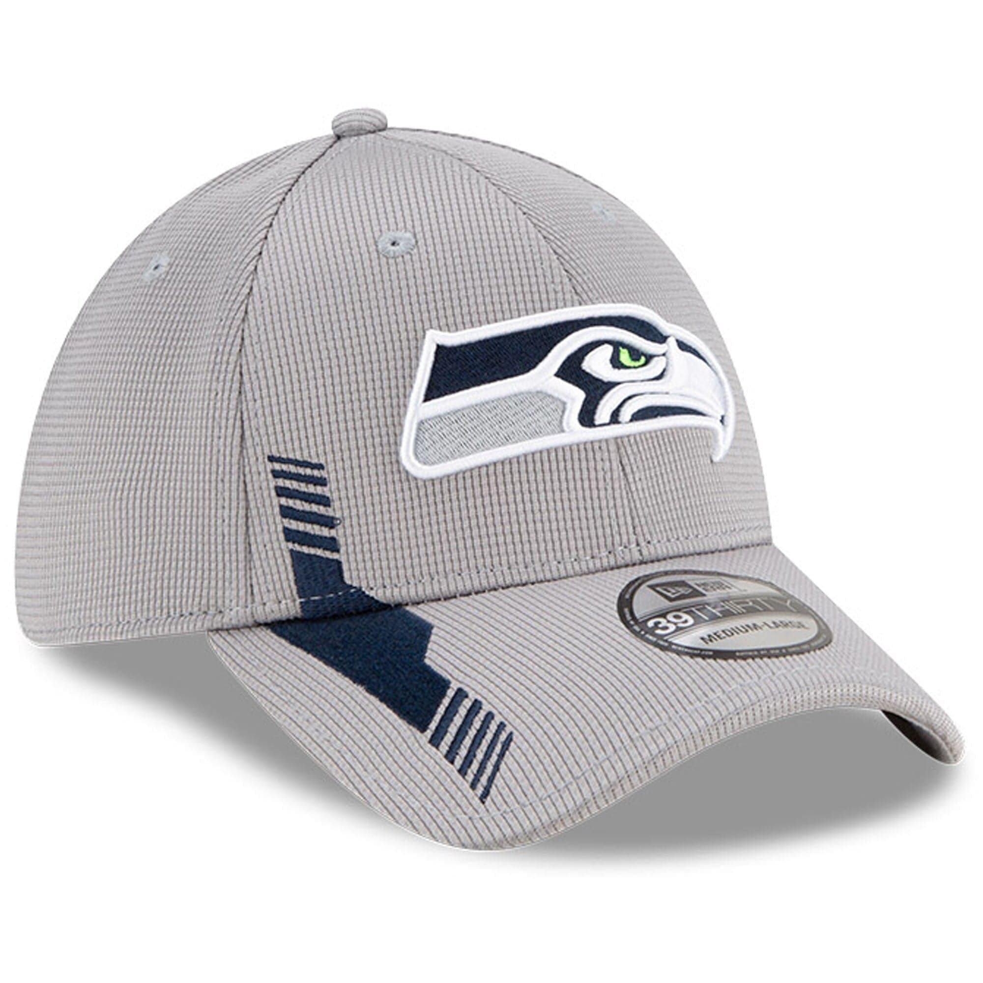 New Era Caps Seattle Seahawks New Era NFL 2021 Sideline Home 39THIRTY Flex Fit Hat - Grey