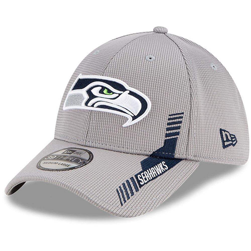 New Era Caps Seattle Seahawks New Era NFL 2021 Sideline Home 39THIRTY Flex Fit Hat - Grey