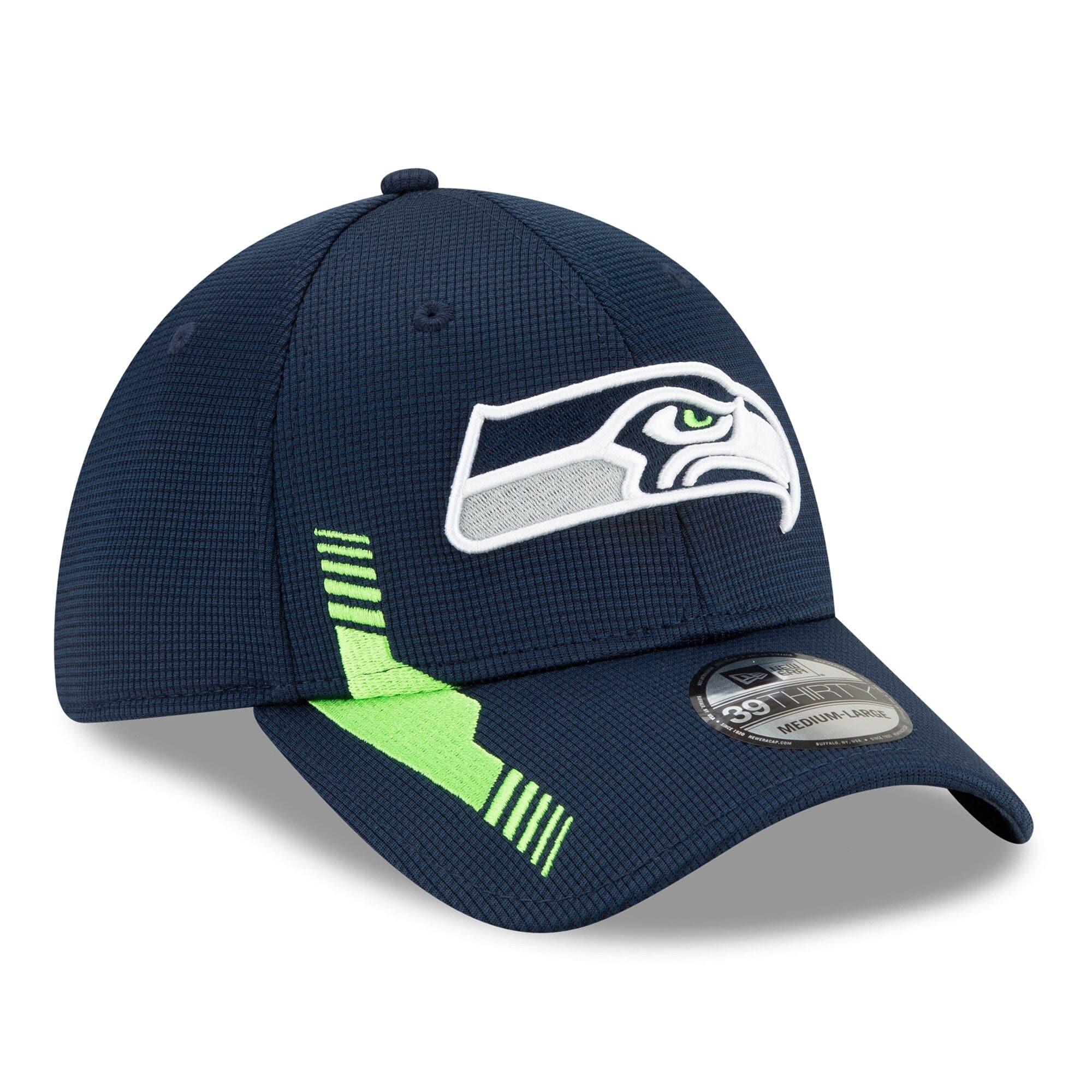 New Era Caps Seattle Seahawks New Era NFL 2021 Sideline Home 39THIRTY Flex Fit Hat - Navy