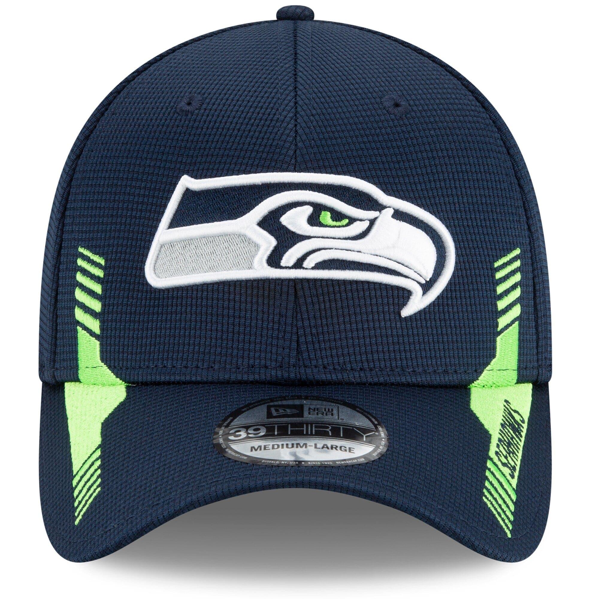 New Era Caps Seattle Seahawks New Era NFL 2021 Sideline Home 39THIRTY Flex Fit Hat - Navy