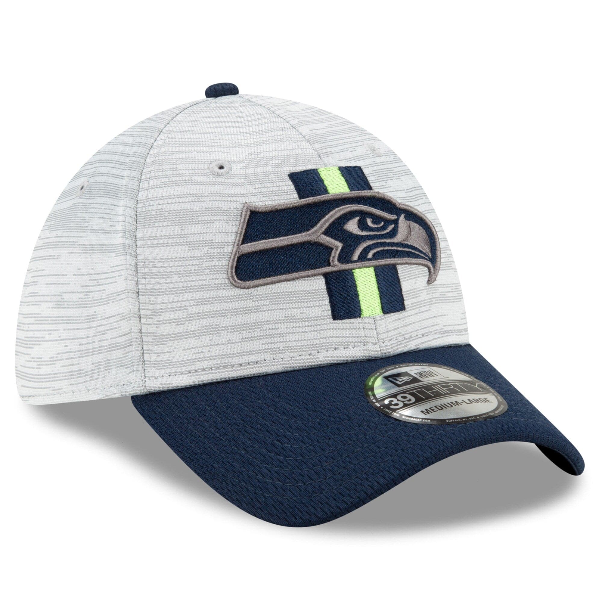 New Era Caps Seattle Seahawks New Era NFL 2021 Training Camp 39THIRTY Flex Fit Curve Hat - Grey
