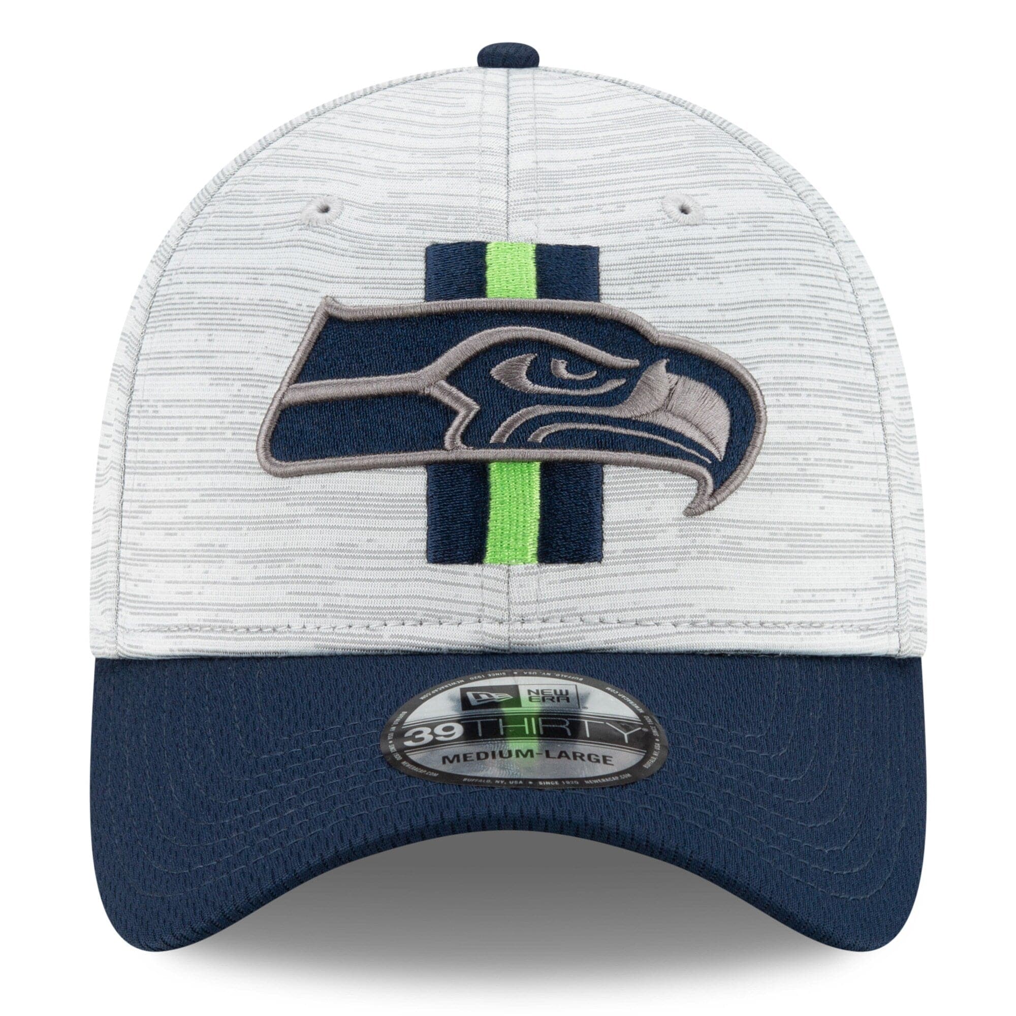 New Era Caps Seattle Seahawks New Era NFL 2021 Training Camp 39THIRTY Flex Fit Curve Hat - Grey
