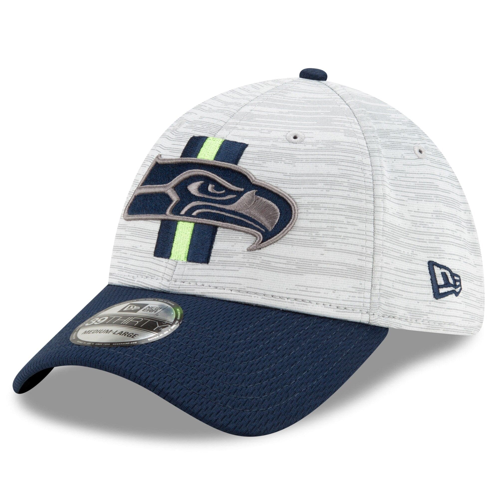New Era Caps Seattle Seahawks New Era NFL 2021 Training Camp 39THIRTY Flex Fit Curve Hat - Grey