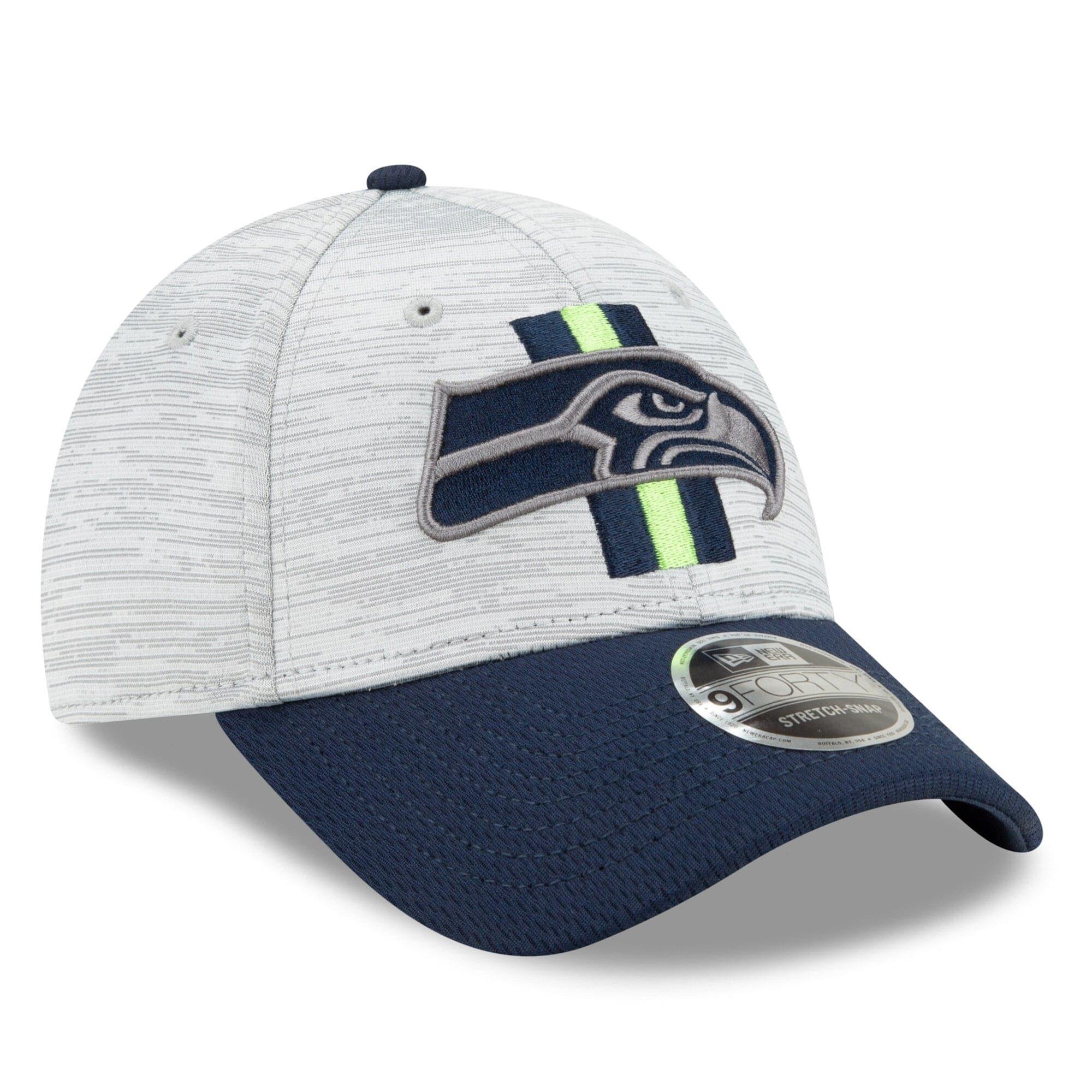 New Era Caps Seattle Seahawks New Era NFL 2021 Training Camp 9FORTY Curve Stretch Snapback Hat - Grey