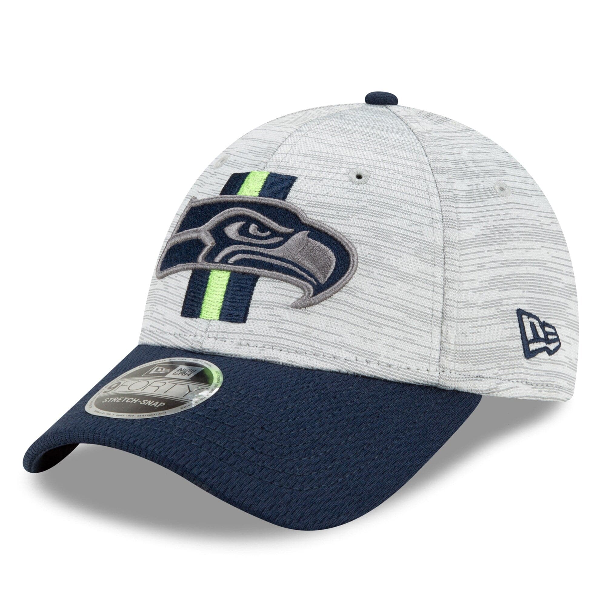 New Era Caps Seattle Seahawks New Era NFL 2021 Training Camp 9FORTY Curve Stretch Snapback Hat - Grey