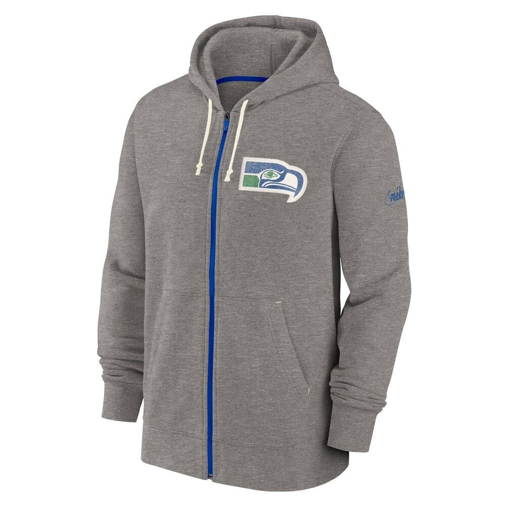 Nike Jumpers Seattle Seahawks Nike NFL Historic Full Zip Fleece Hoodie Jumper - Grey