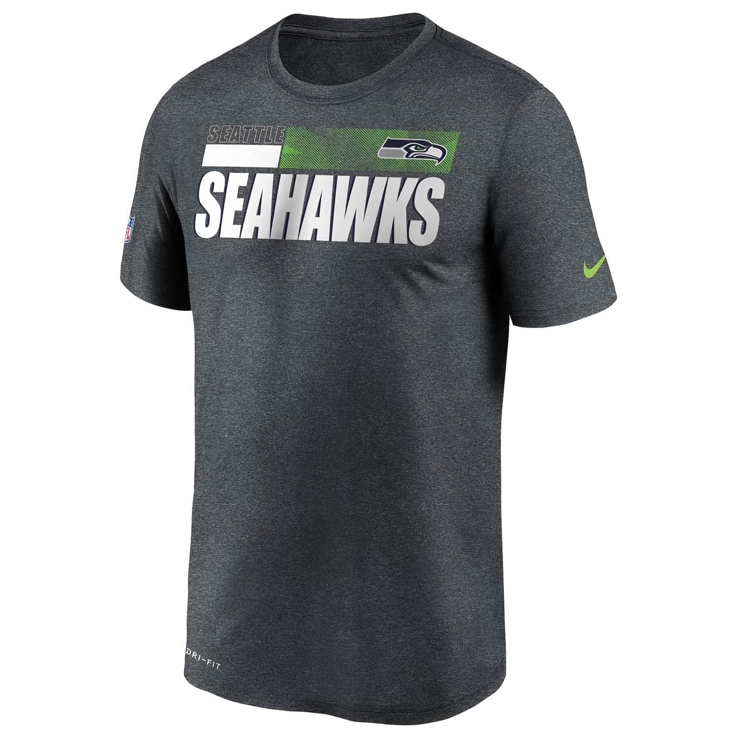 Nike T-Shirts Seattle Seahawks Nike NFL Team Name Sideline Legend Performance T-Shirt - Charcoal Heather