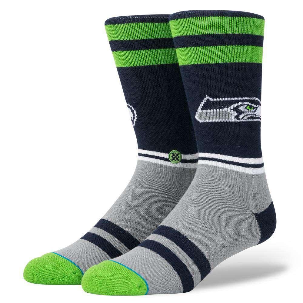 Stance Socks Large (9-12 US) Seattle Seahawks Stance NFL Logo Stripe Crew Socks - Navy