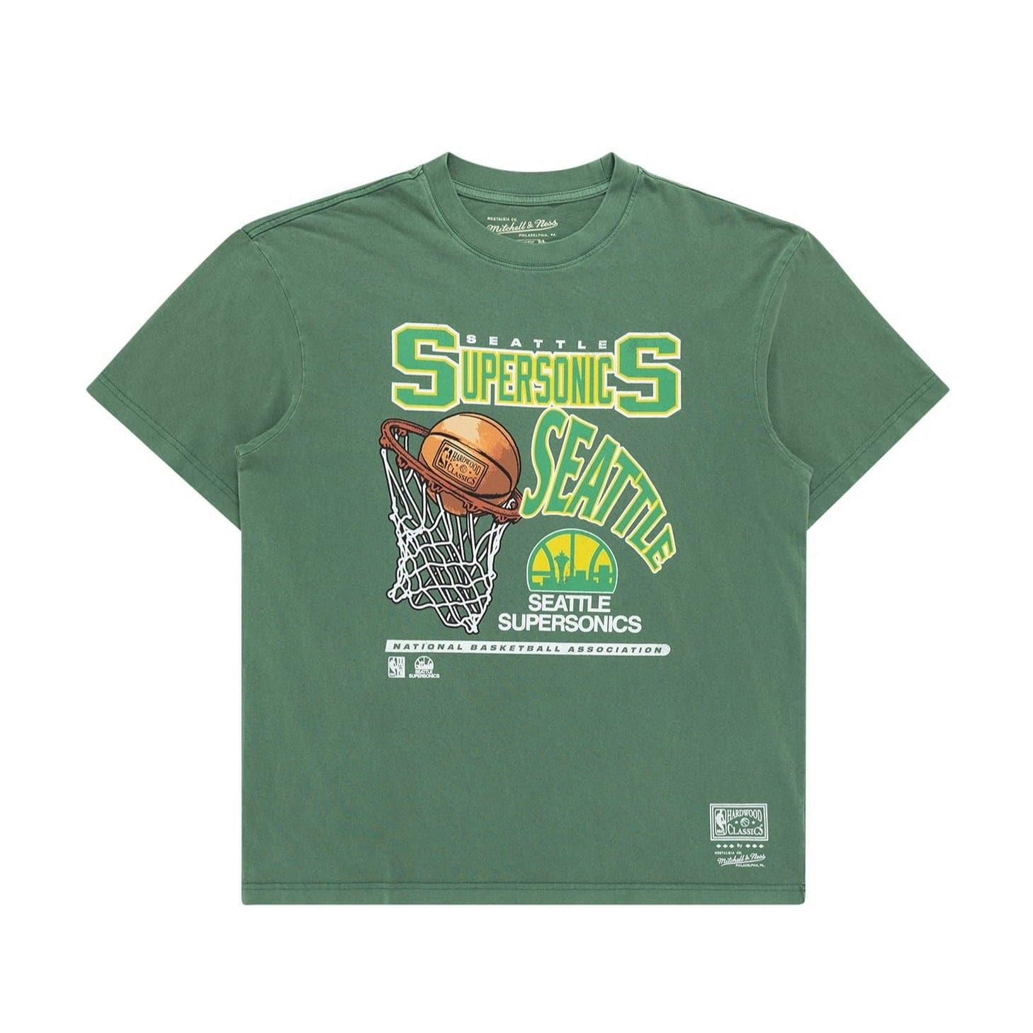 Mitchell And Ness T-Shirts Seattle Supersonics Mitchell & Ness NBA Hoop Vintage T-Shirt - Faded Green