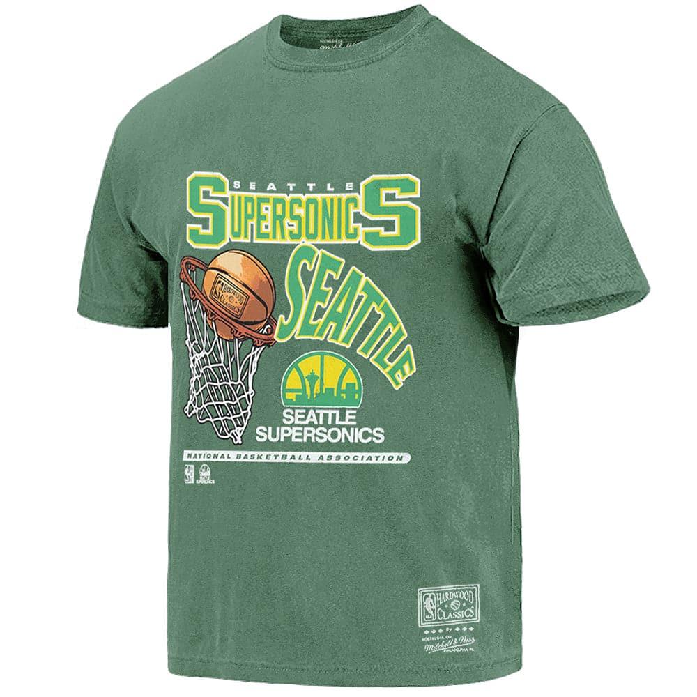 Mitchell And Ness T-Shirts Seattle Supersonics Mitchell & Ness NBA Hoop Vintage T-Shirt - Faded Green