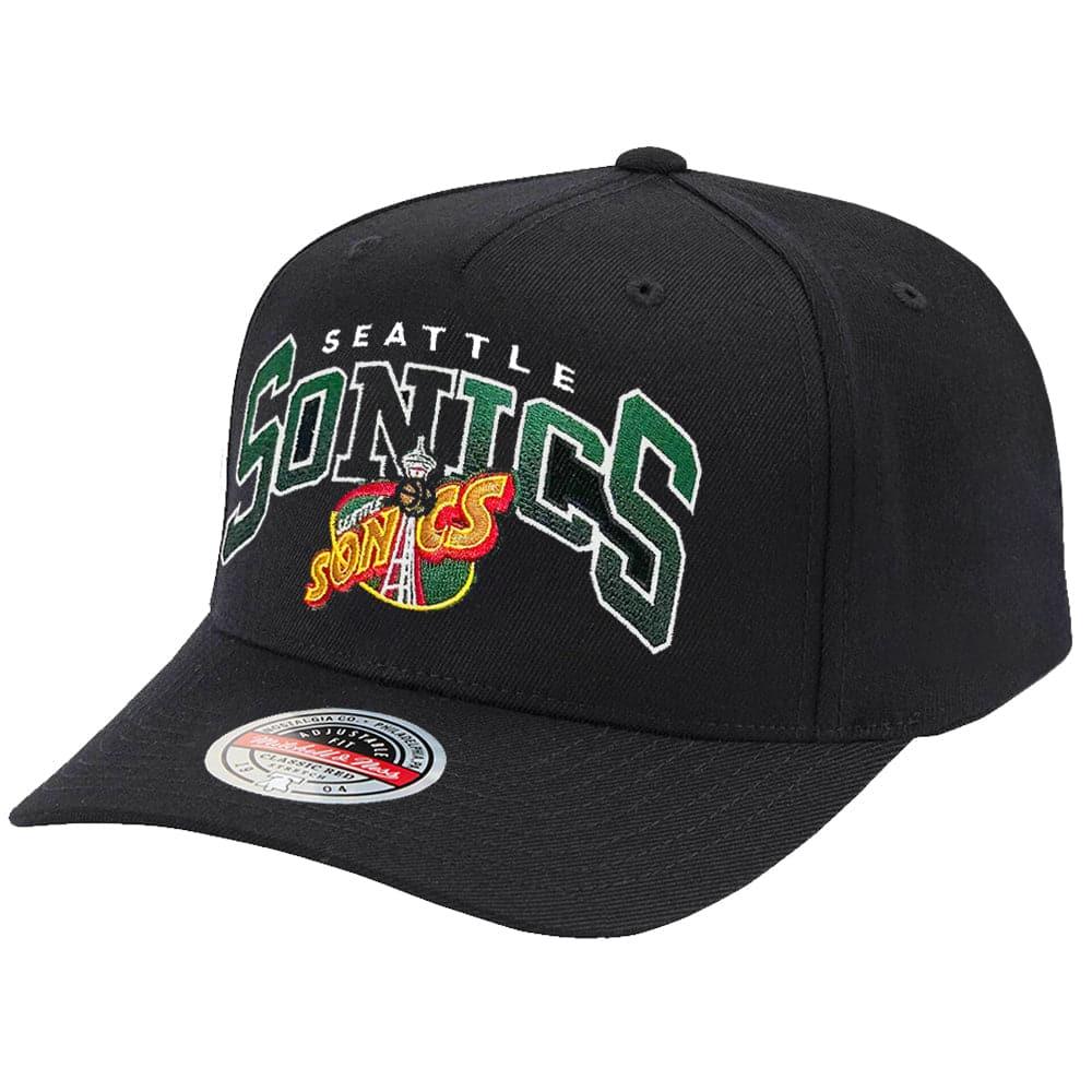 Mitchell And Ness Caps Seattle Supersonics Mitchell & Ness NBA Horizon Classic Red Snapback Hat - Black