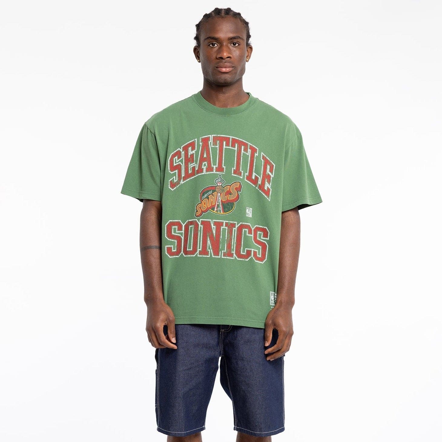 Mitchell And Ness T-Shirts Seattle Supersonics Mitchell & Ness NBA HWC Ivy Arch Vintage T-Shirt - Faded Green