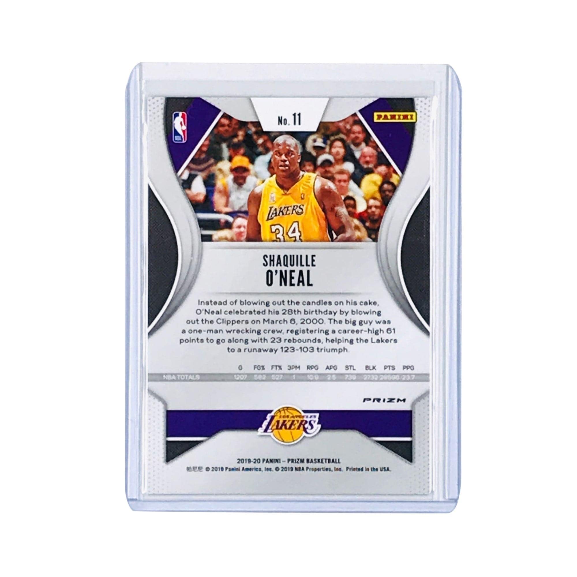 Panini Cards Shaquille O'Neal Los Angeles Lakers 2019-20 Panini Prizm NBA Silver Card