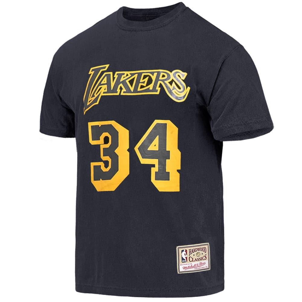 Mitchell And Ness T-Shirts Shaquille O'Neal Los Angeles Lakers Mitchell & Ness NBA Name Number Vintage T-Shirt - Black