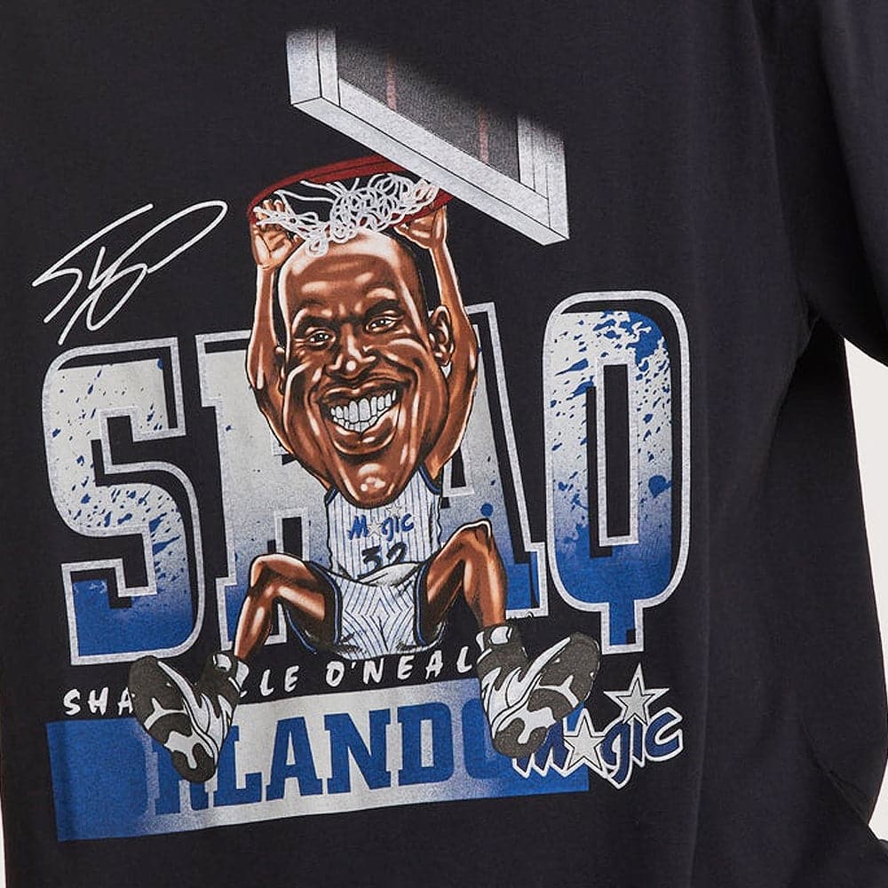 Mitchell And Ness T-Shirts Shaquille O'Neal Orlando Magic Mitchell & Ness NBA Caricature Vintage T-Shirt - Faded Black