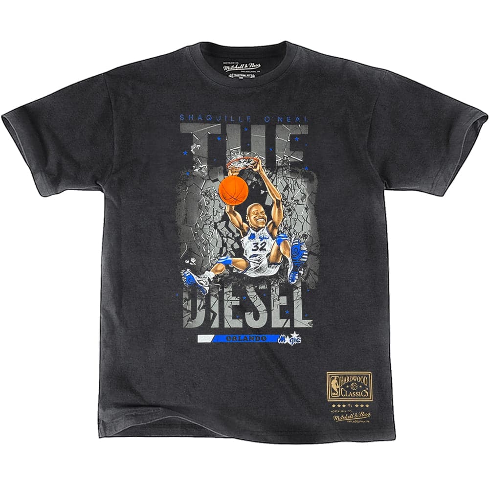 Mitchell And Ness T-Shirts Shaquille O'Neal Orlando Magic Mitchell & Ness NBA Cartoon Series Vintage T-Shirt - Black