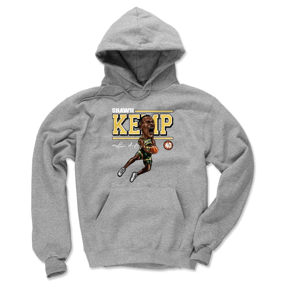 500 Level Jumpers Shawn Kemp Seattle Supersonics 500 Level NBA Cartoon Hoodie Jumper - Grey