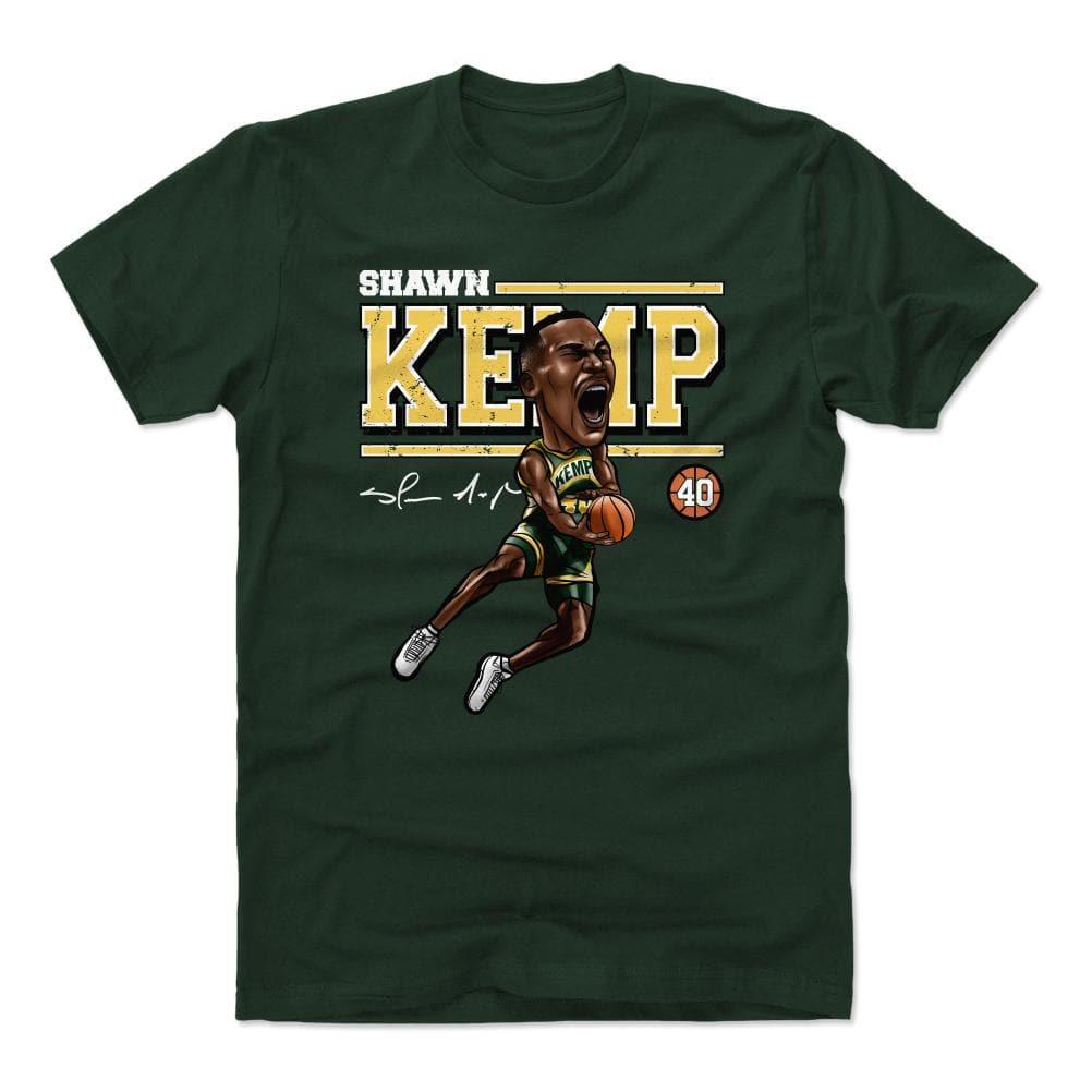 500 Level T-Shirts Shawn Kemp Seattle Supersonics 500 Level NBA HWC Cartoon T-Shirt - Green