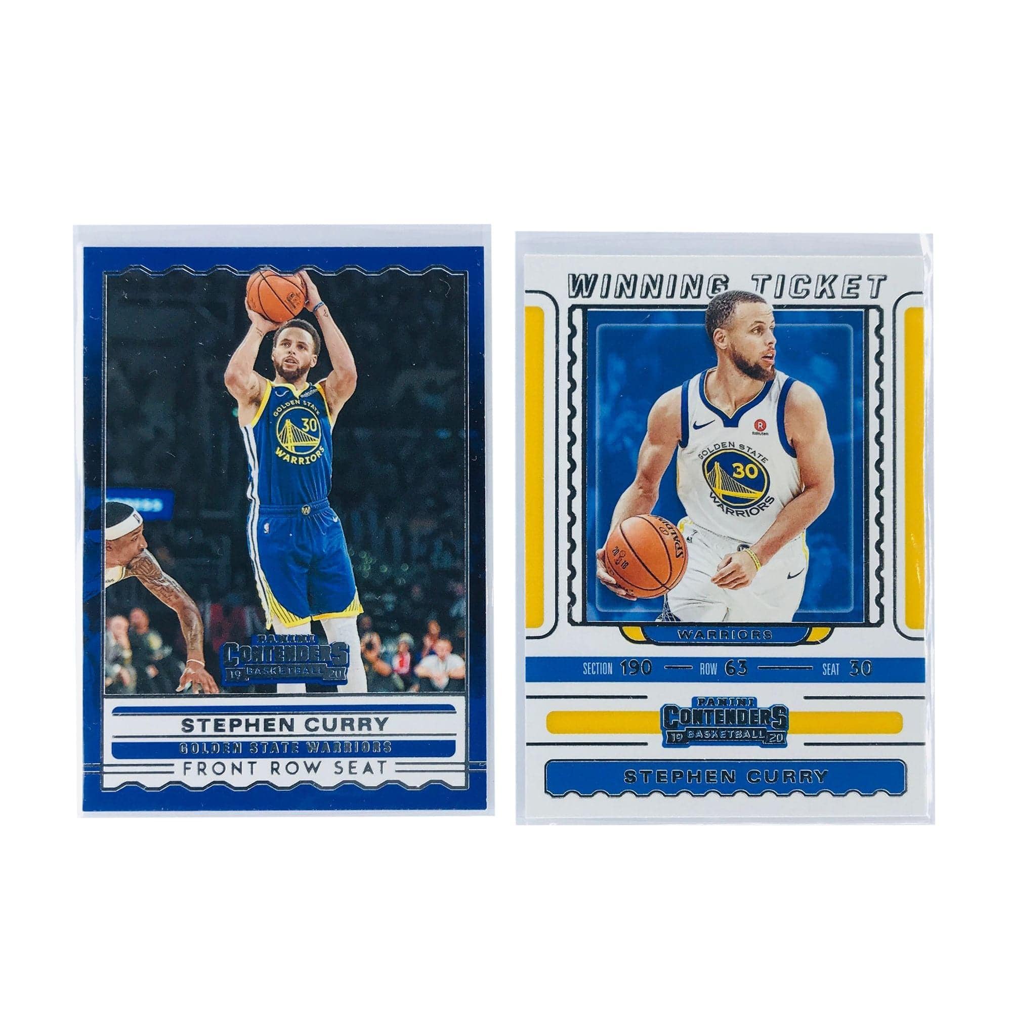 Panini Cards Steph Curry Golden State Warriors 19-20 Panini NBA Contenders 2 Card Set