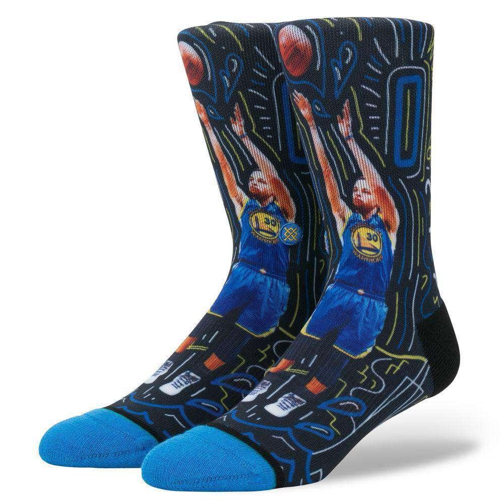 Stance Socks Large (9-12 US) Steph Curry Golden State Warriors Stance NBA Sketchbook Crew Socks - Black