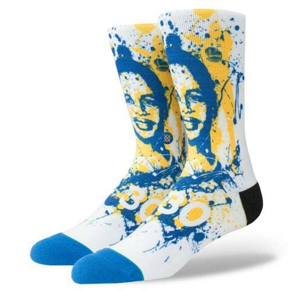 Stance Socks Large (9-12 US) Steph Curry Golden State Warriors Stance NBA Splatter Crew Socks