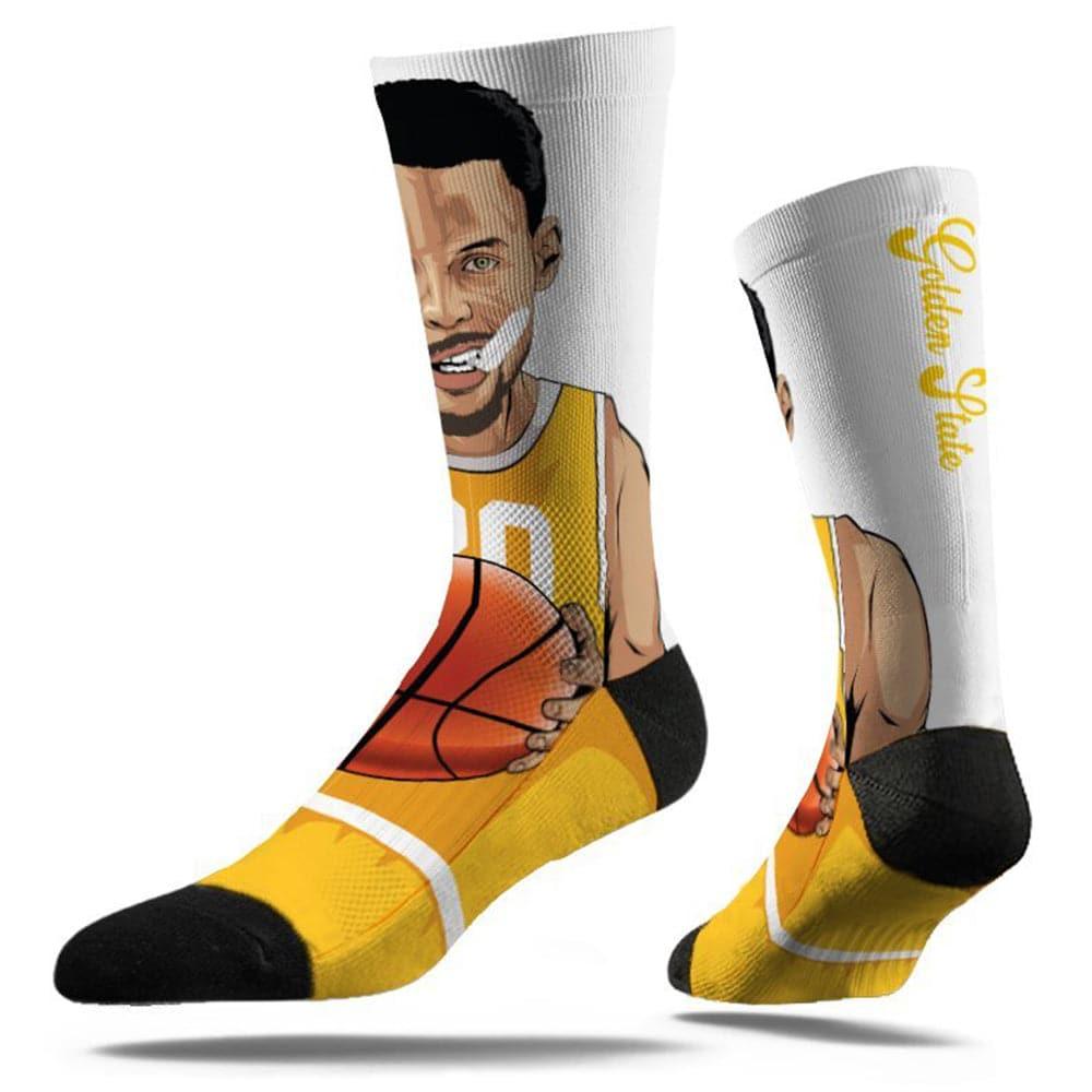 Strideline Socks M/L (8-12 US) Steph Curry Golden State Warriors Strideline NBA Mouthguard Classic Crew Socks - White