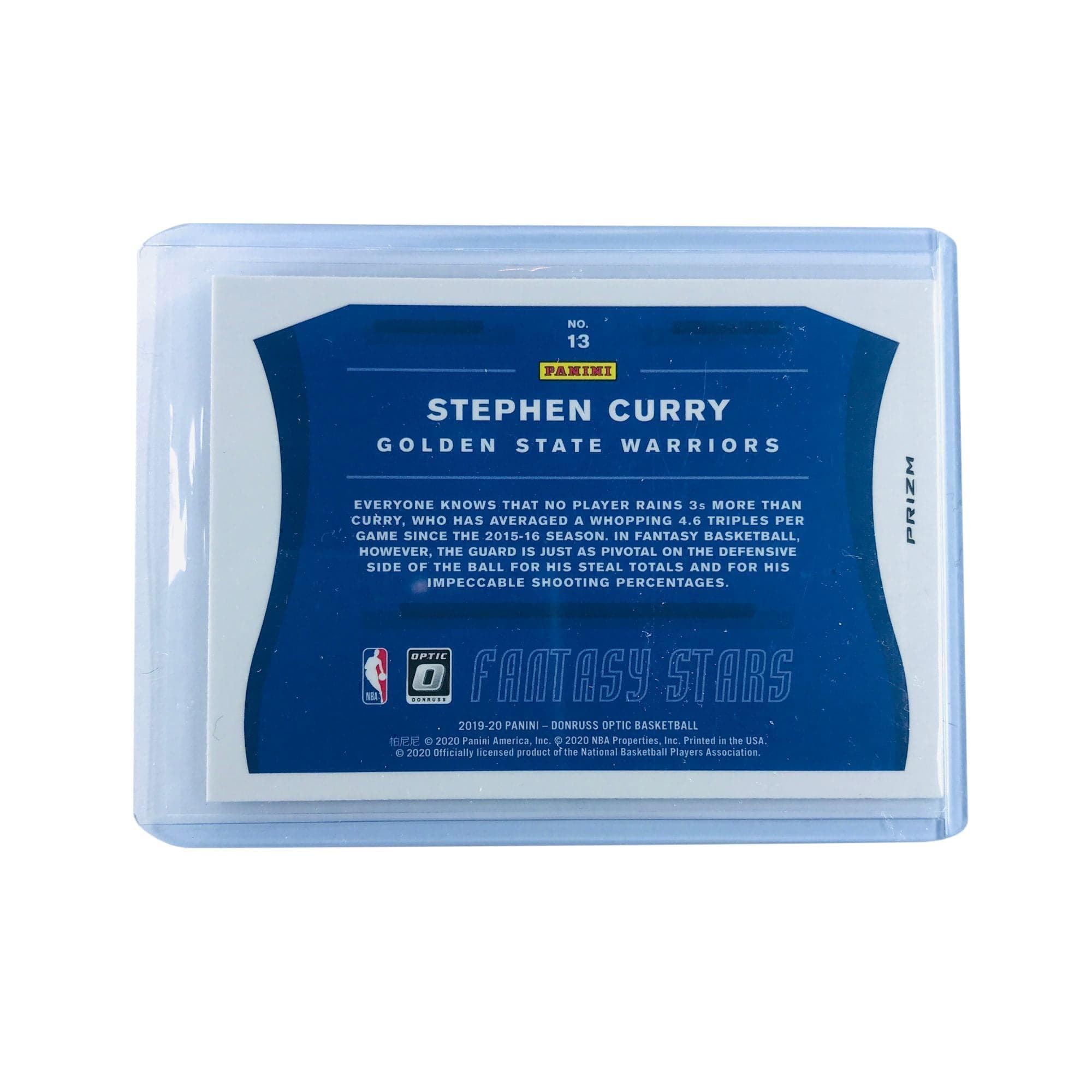 Panini Cards Stephen Curry Golden State Warriors 19-20 Panini Optic NBA Fantasy Stars Silver Prizm Card