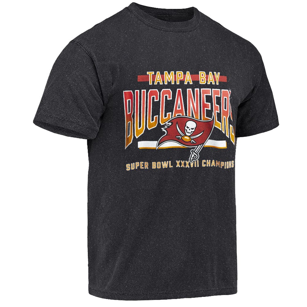 Majestic Athletic T-Shirts Tampa Bay Buccaneers Majestic NFL Super Bowl XXXVII Champs Vintage T-Shirt - Washed Black