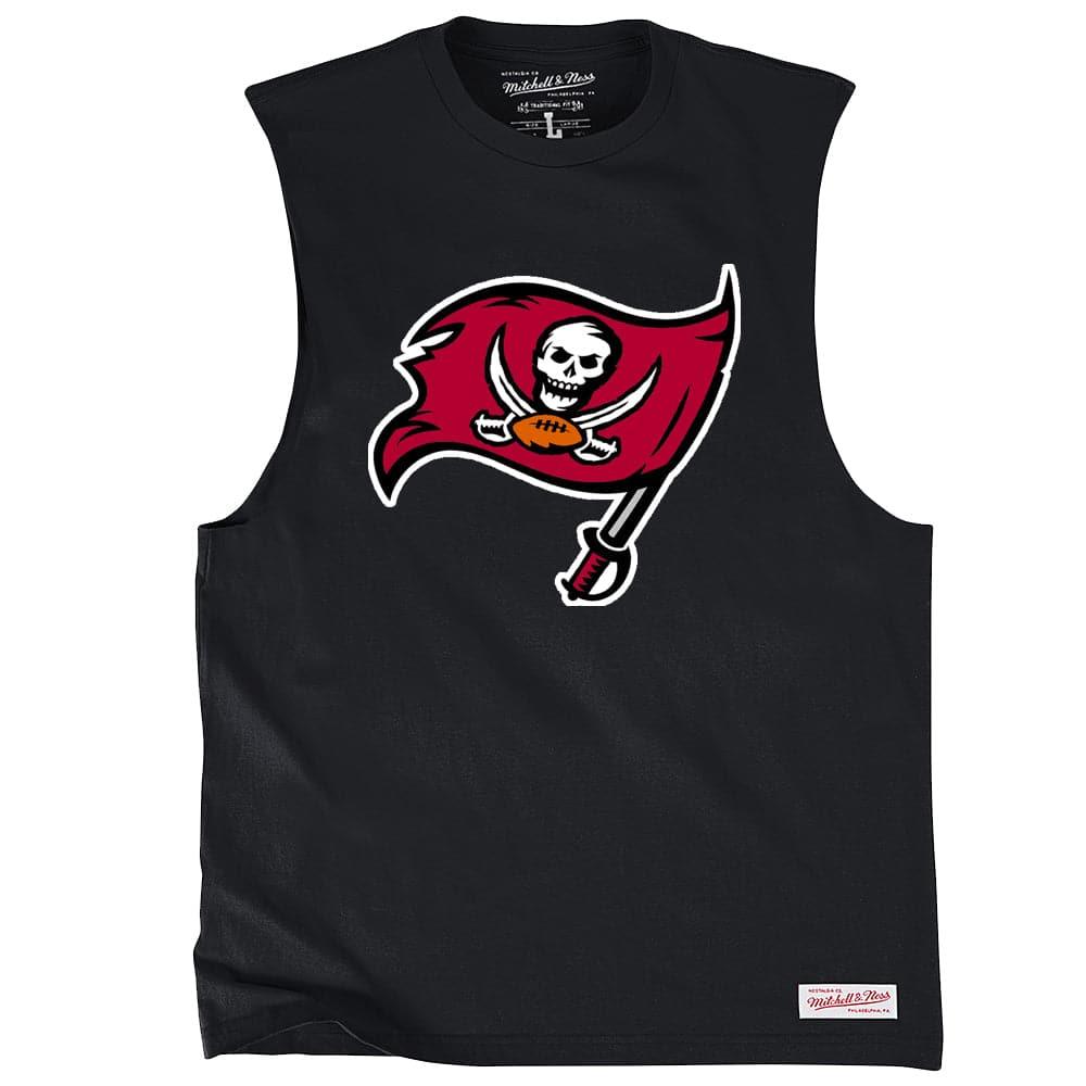 Mitchell And Ness T-Shirts Tampa Bay Buccaneers Mitchell & Ness NFL Retro Logo Sleeveless Muscle T-Shirt - Black