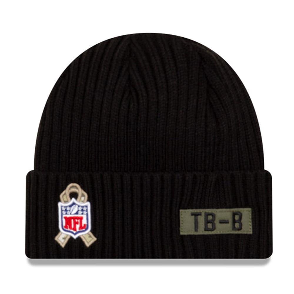 New Era Beanies Tampa Bay Buccaneers New Era NFL 2020 Salute To Service Cuffed Knit Beanie - Black