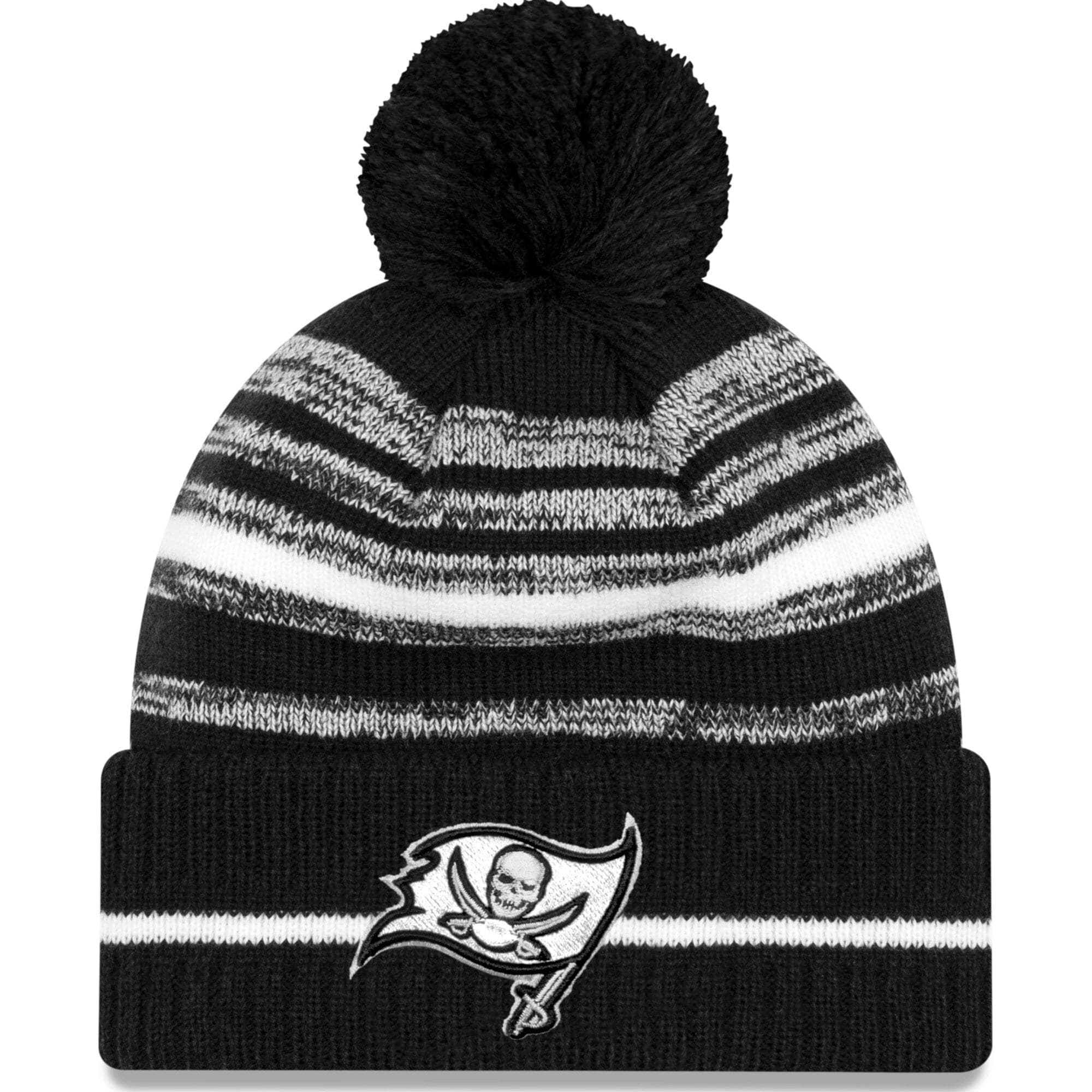New Era Beanies Tampa Bay Buccaneers New Era NFL 2021 Sideline Black & White Pom Knit Beanie - Black