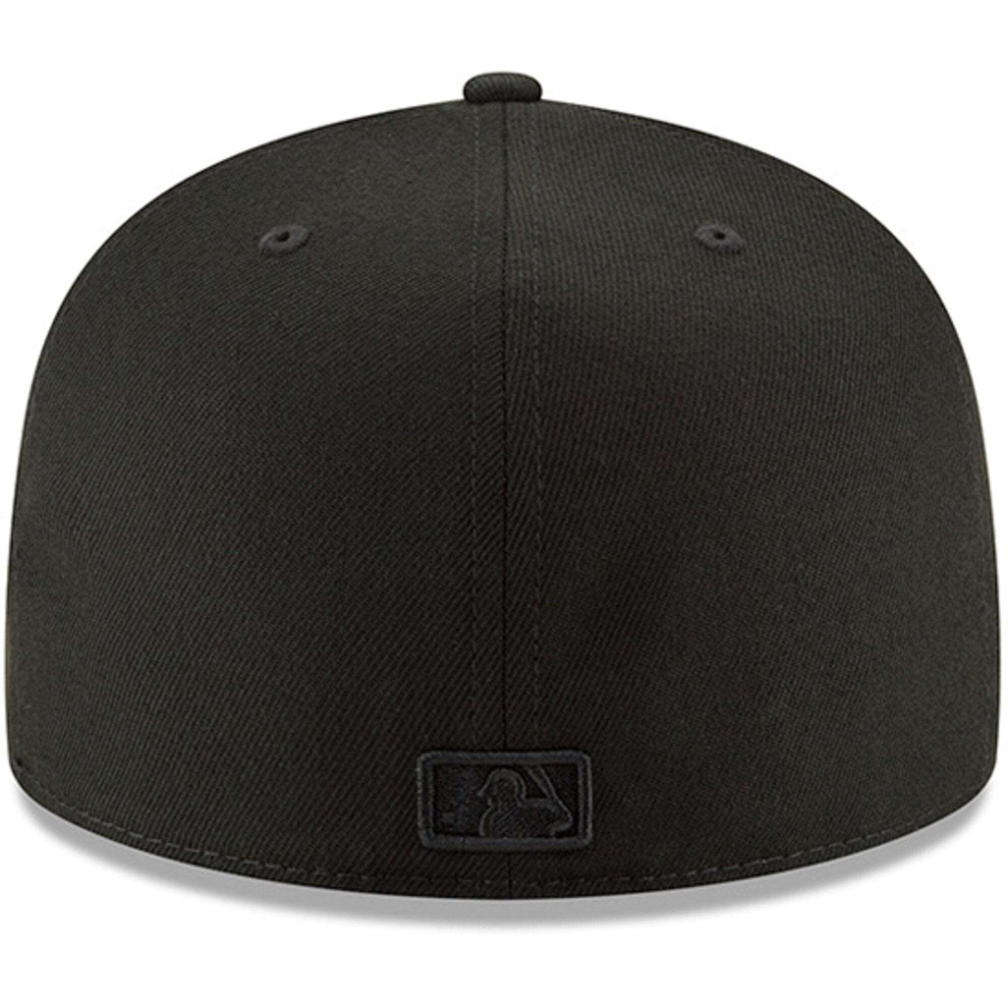New Era Caps 7 1/4 Texas Rangers New Era MLB Black On Black 59FIFTY Fitted Hat - Black