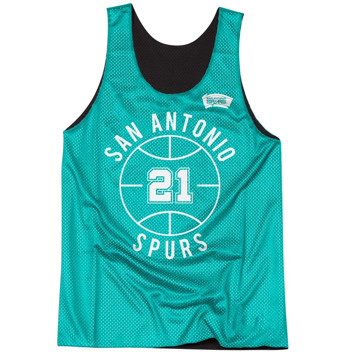 Mitchell And Ness T-Shirts Tim Duncan San Antonio Spurs Mitchell & Ness NBA Reversible Mesh Tank - Black/Teal