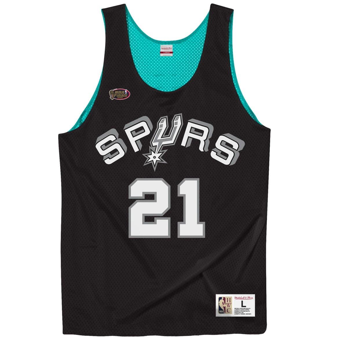 Mitchell And Ness T-Shirts Tim Duncan San Antonio Spurs Mitchell & Ness NBA Reversible Mesh Tank - Black/Teal