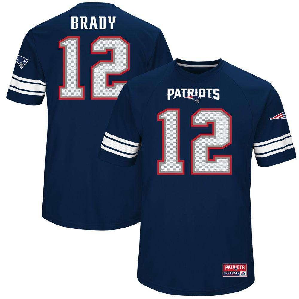 Majestic Athletic Jerseys Tom Brady New England Patriots Majestic NFL Hashmark Replica Jersey - Navy