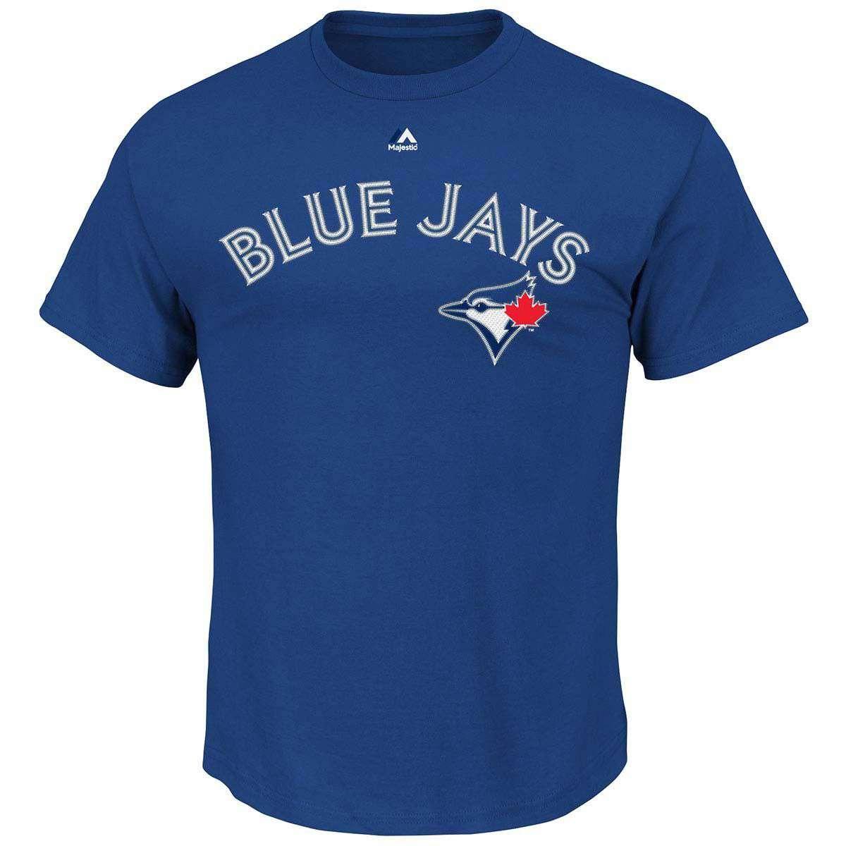 Majestic Athletic T-Shirts Toronto Blue Jays Majestic MLB Team Wordmark T-Shirt - Blue
