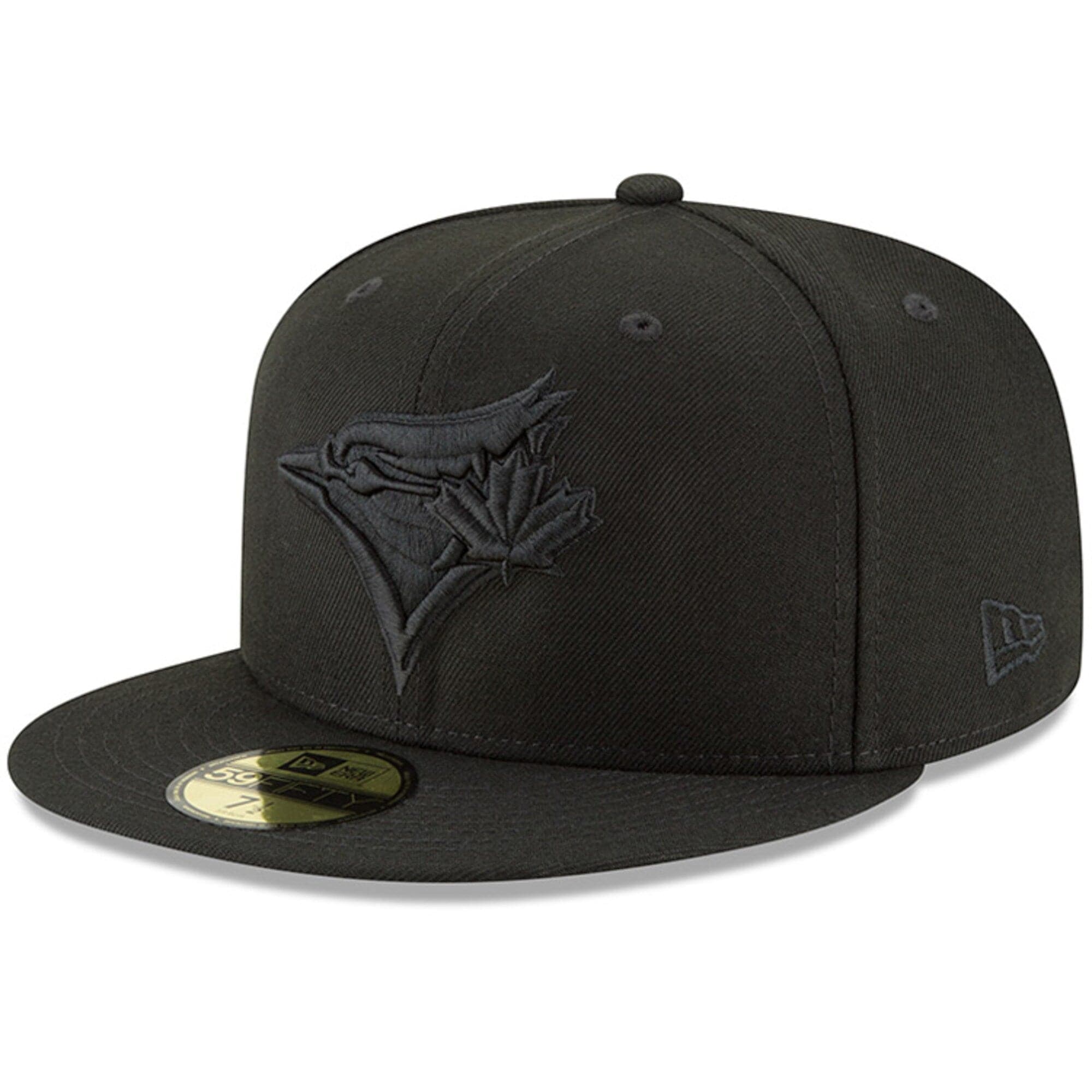 New Era Caps Toronto Blue Jays New Era MLB Black On Black 59FIFTY Fitted Hat - Black