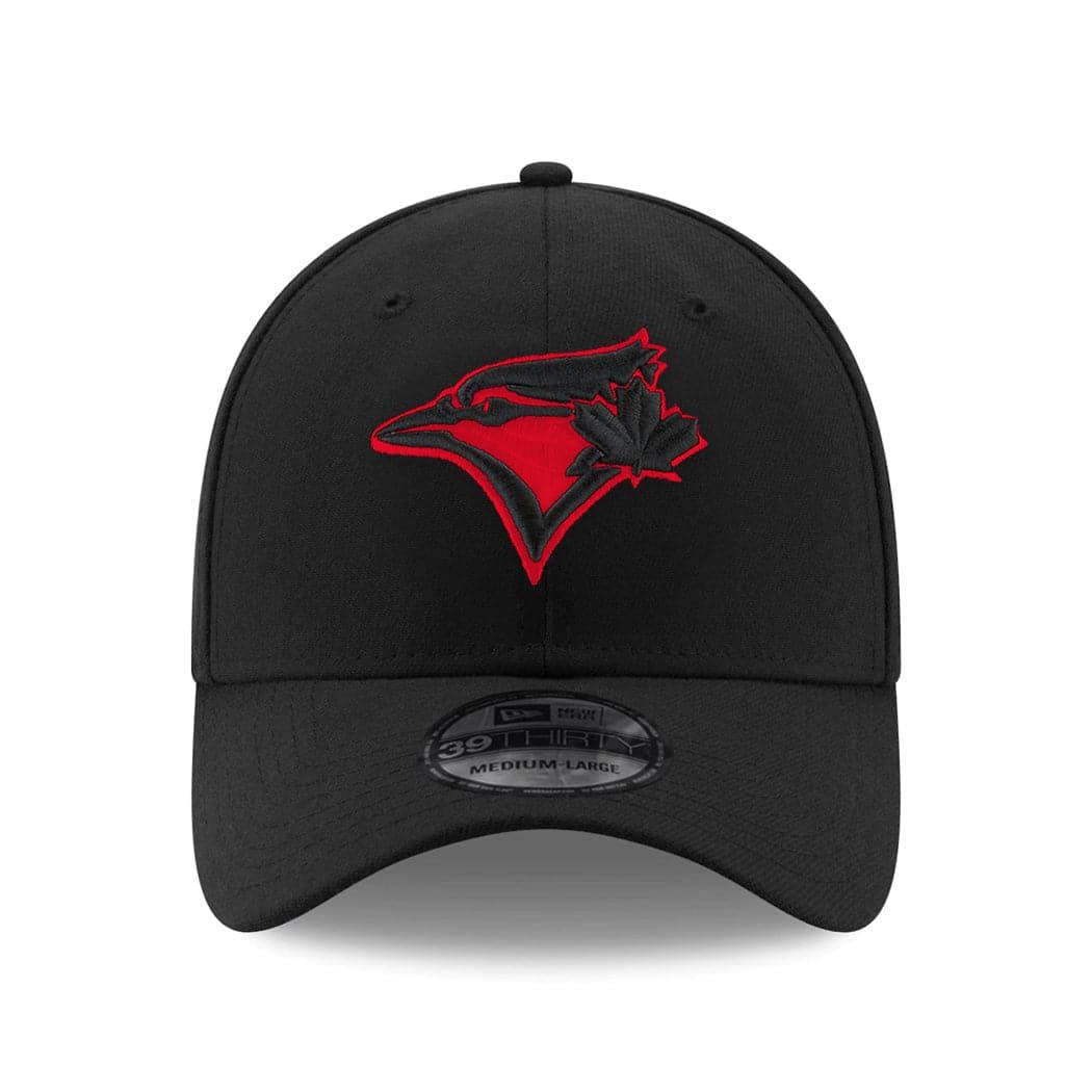 New Era Caps Toronto Blue Jays New Era MLB Outline Pop 39THIRTY Flex Fit Curve Hat - Black