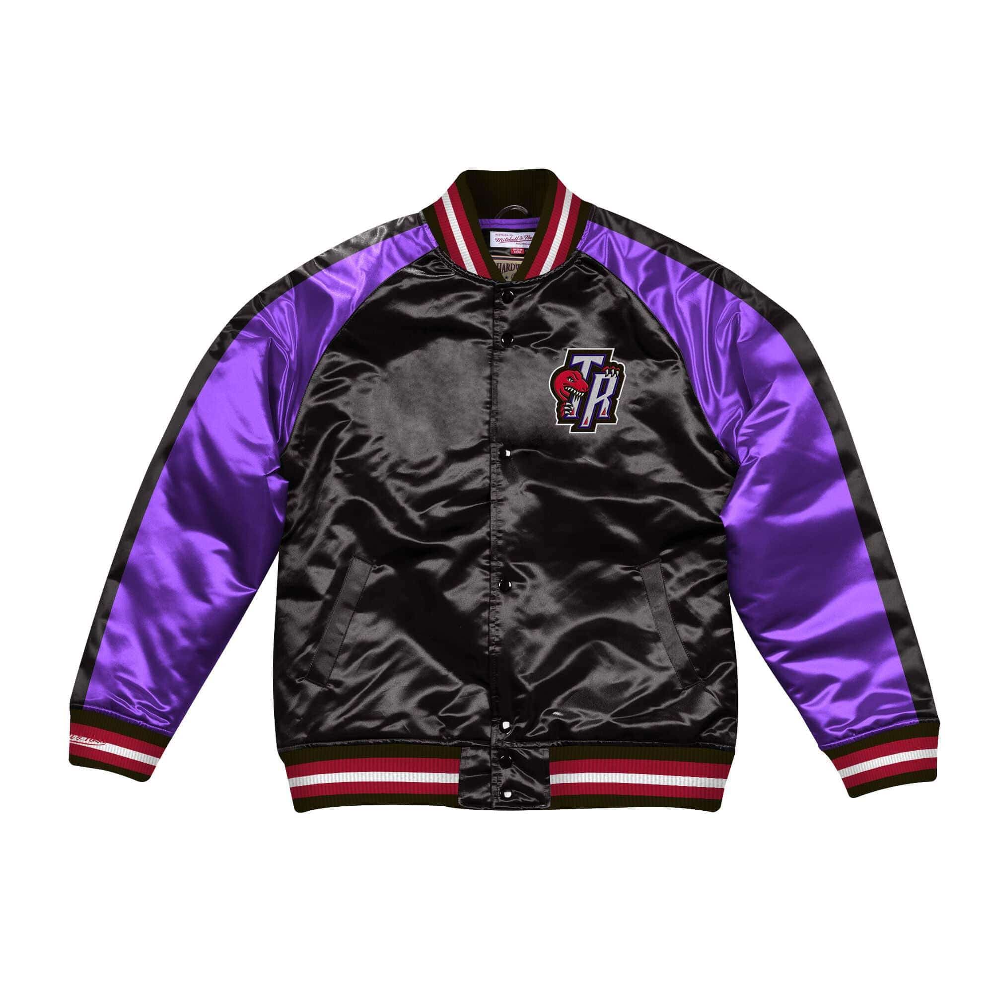 Mitchell And Ness Jackets Toronto Raptors Mitchell & Ness NBA Colour Blocked Satin Jacket - Black