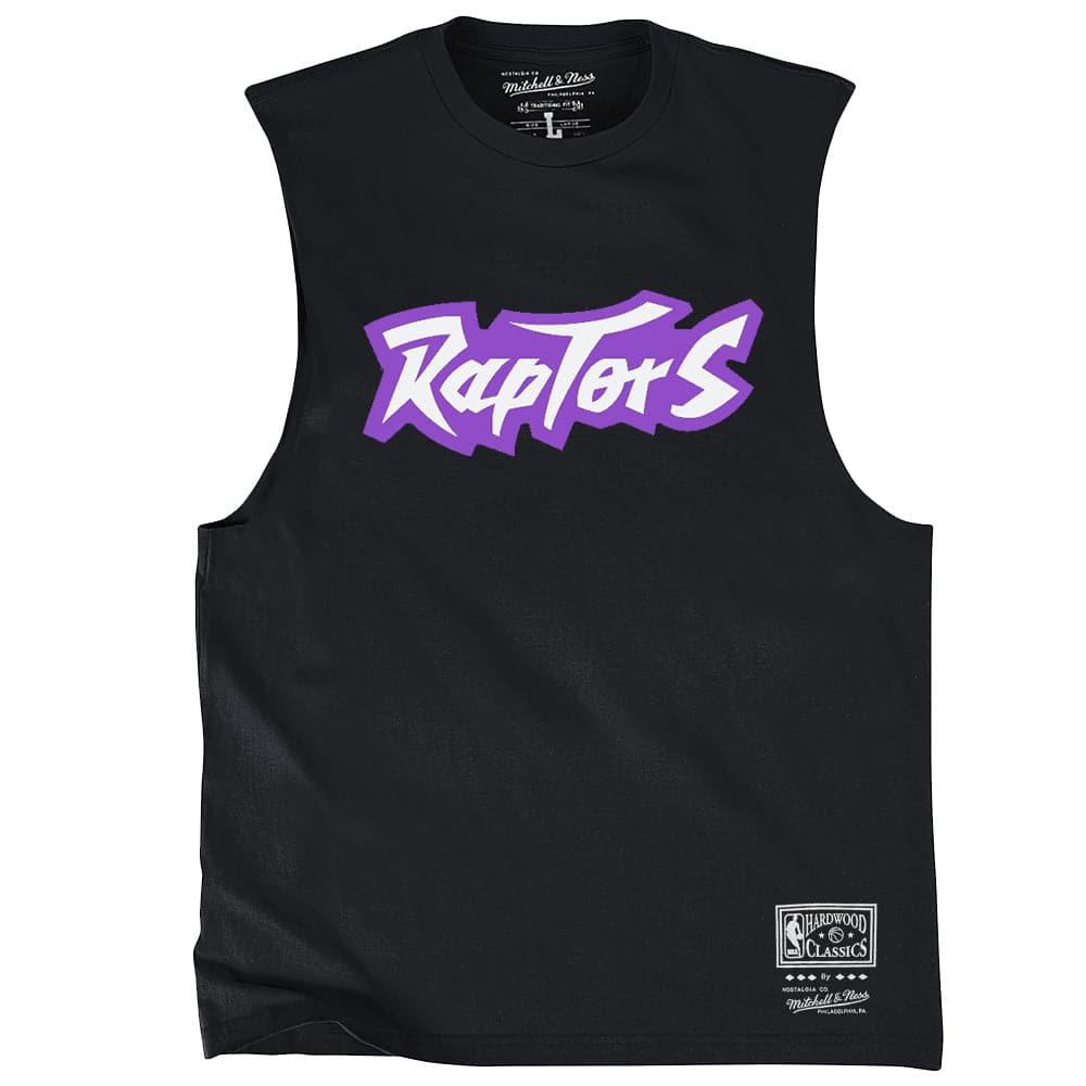 Mitchell And Ness T-Shirts Toronto Raptors Mitchell & Ness NBA HWC Retro Wordmark Sleeveless Muscle T-Shirt - Black