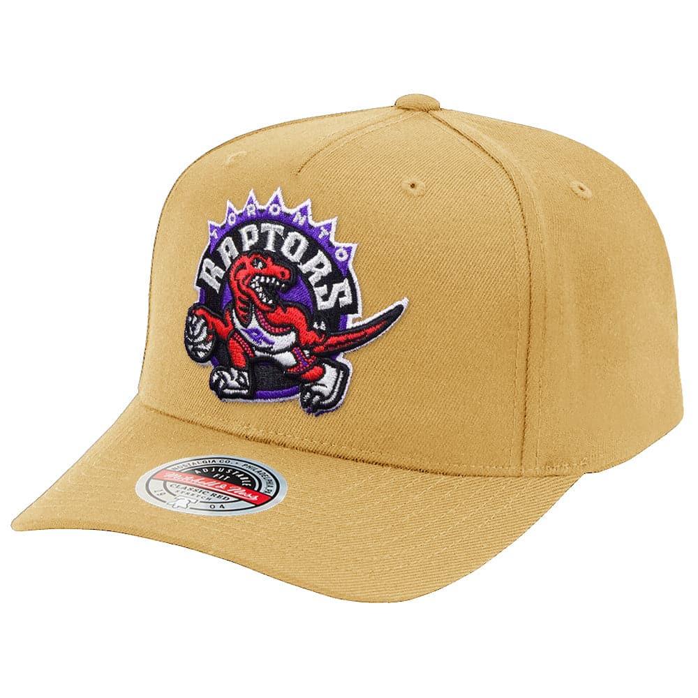 Mitchell And Ness Caps Toronto Raptors Mitchell & Ness NBA Team Classic Red Curve Snapback Hat - Khaki
