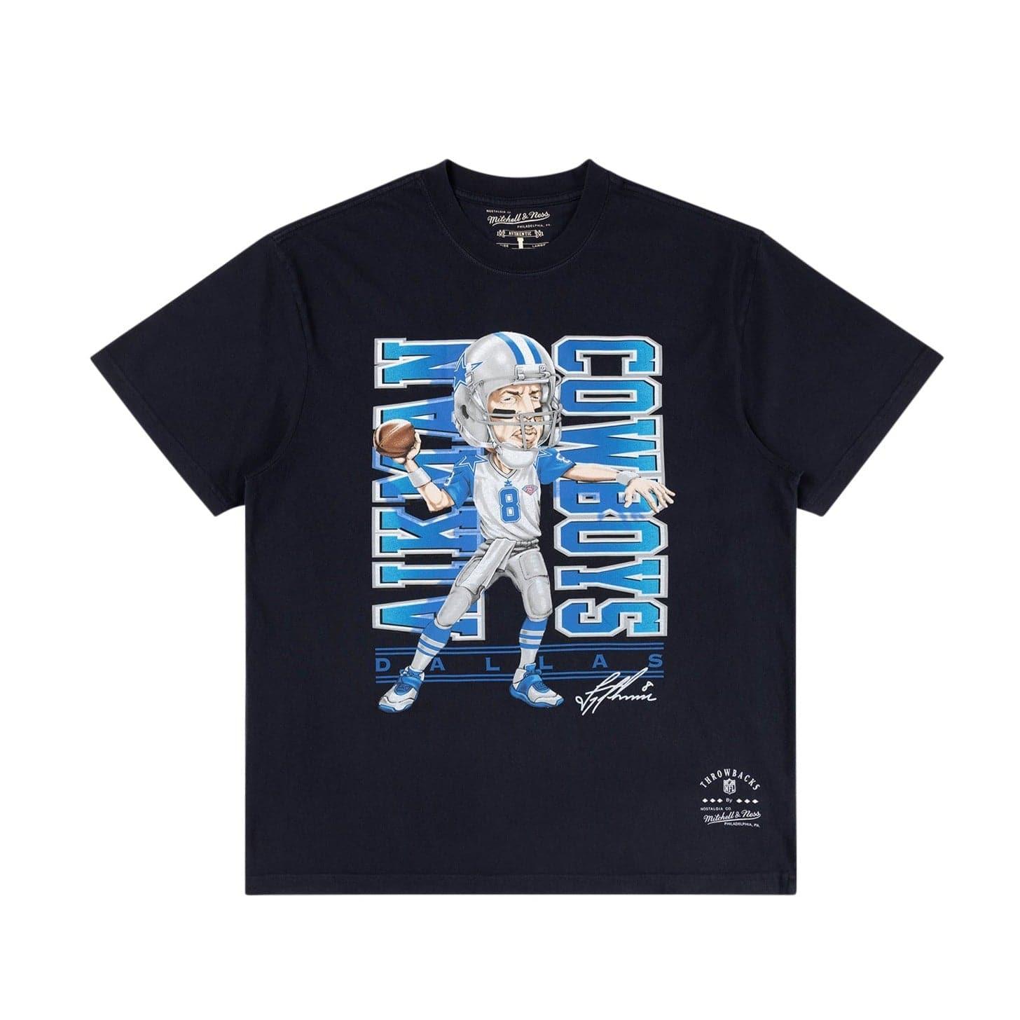 Mitchell And Ness T-Shirts Troy Aikman Dallas Cowboys Mitchell & Ness NFL Caricature Vintage T-Shirt - Black