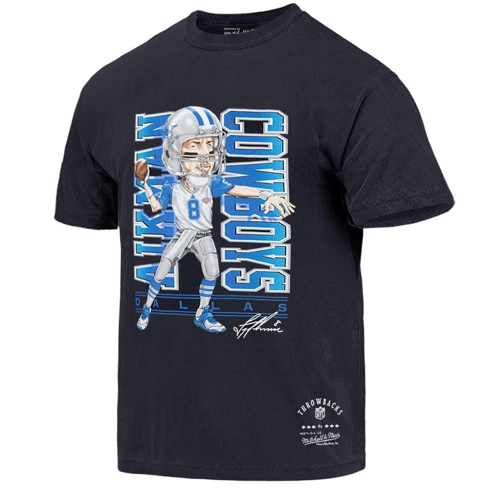 Mitchell And Ness T-Shirts Troy Aikman Dallas Cowboys Mitchell & Ness NFL Caricature Vintage T-Shirt - Black