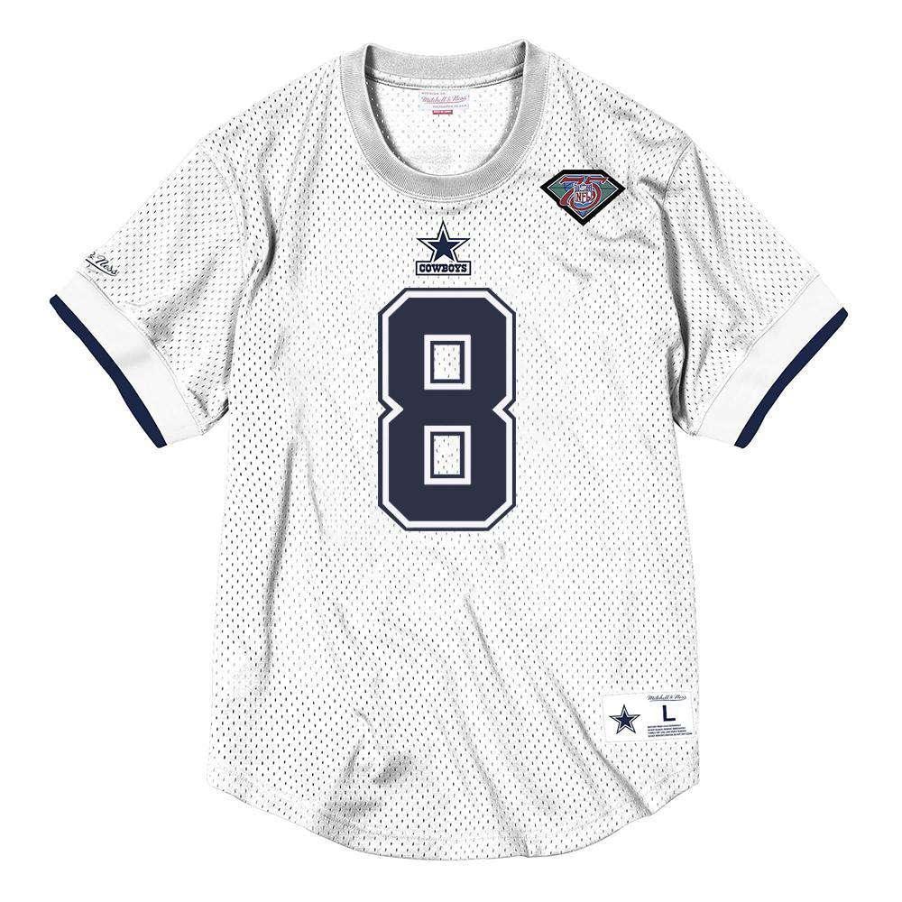 Mitchell And Ness T-Shirts Troy Aikman Dallas Cowboys Mitchell & Ness NFL Name Number Mesh Crew - White