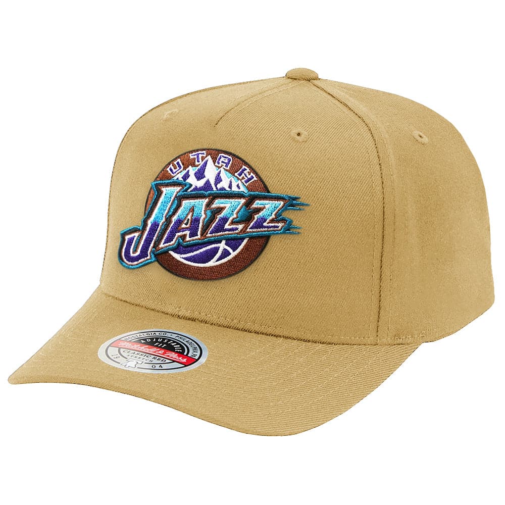 Mitchell And Ness Caps Utah Jazz Mitchell & Ness NBA HWC Classic Red Snapback Hat - Camel